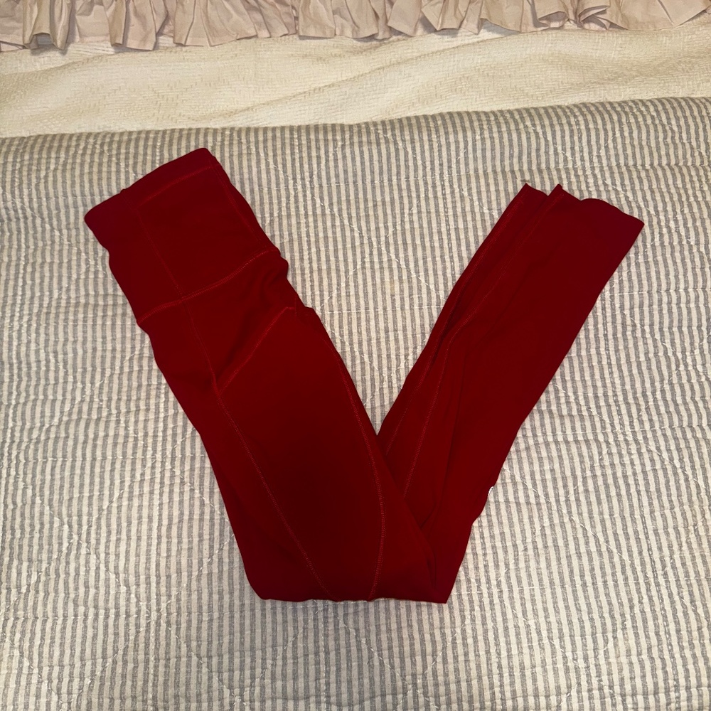 Red Lululemon leggings size 0
